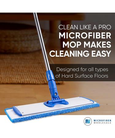 Professional Microfiber Mop for Hardwood, Laminate, Tile, Vinyl Floors | Washable Pads | Adjustable Handle + 1 Microfiber Cloth - Buy Online on SooperMarket.com
