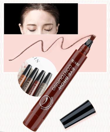 Long-Lasting Waterproof Eyebrow Microblading Pen | Grayish Brown | 4 Point Brow Pen for Natural, Smudge-proof Eye Makeup - Buy Online on SooperMarket.com