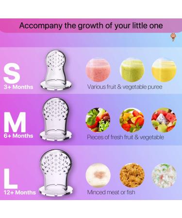 MICHEF Baby Food Feeder Fruit Pacifier (2 Pack) - Silicone Teething Toy with 6 Replaceable Pacifiers for Infant Feeding - Ideal Teether for Babies - Buy Online on SooperMarket.com
