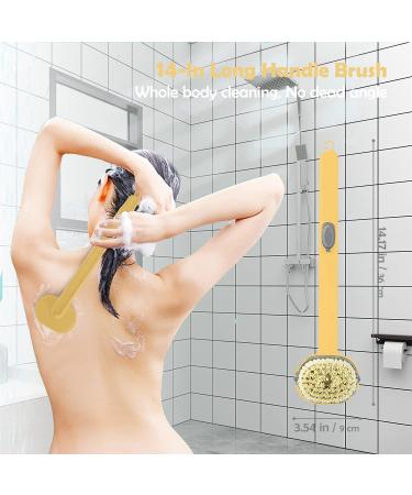 Long Handle Bath Body Brush - PUSCOBSY Yellow Back Scrubber for Shower - Exfoliating & Cleansing Shower Brush - 14 inch - Buy Online on SooperMarket.com