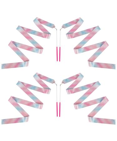 Lusofie 4 Pieces Sparkling Dance Ribbon, 78.7-inch Long Rhythmic Gymnastics Ribbons Kids Dancing Gymnastics Ribbon, Ribbon Dancer Wand Fits Dancer, Play, Baton Stick Twirling, Gymnastics Party