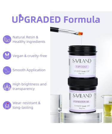 SAVILAND 100G Base & Top Gel Set - No-Wipe Glossy Nail Polish for Home Salon | UV LED Long-Lasting Coating - Buy Online on SooperMarket.com