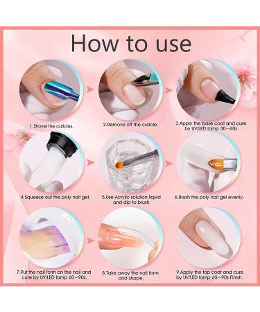 Poly Nail Gel Kit 4 Colors with Slip Solution | Glitter Builder Gel Nail Extension Set for Beginners | French Manicure Gift 4 Colors- Set B - Buy Online on SooperMarket.com