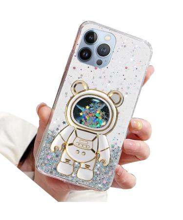 Rnrieyta Miagon B r Astronaut Stand Cover Glitzer for iPhone 15 Pro Max Cute Girls D nn Crystal Protection Cap Treisand Bling Transparent Case Bumper With astronaut Halter Kickst nder transparent iPhone 15 Pro Max Review