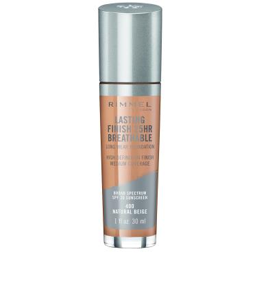 Rimmel London Lasting Finish 25HR Breathable Long Wear Foundation 400 Natural Beige 1 fl oz (30 ml)