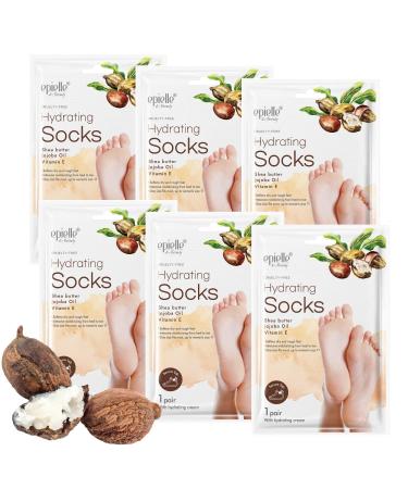 New Epielle Hydrating Foot Masks (Socks 6pk) for Cracked feet, Dry Heels, Toes and Callus - Shea Butter + Jojoba Oil + Vitamin E moisturize feet & Soften cuticles, STOCKING STUFFERS