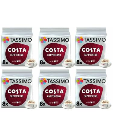 Tassimo Compatible Costa Cappuccino Coffee Pods 16 discs - (Pack of 6 Total 96 discs 48 Drinks)