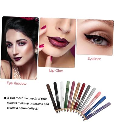 Baluue 12pcs Pearlescent Eyeshadow Pencil Eye Shadow Sticks Shimmer Eyeshadow Glitter Gel Makeup Powder 12.5X0.5cm Assorted Color - Buy Online on SooperMarket.com