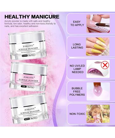 JOSLOVE Acrylic Nail Kit: 9 Colors Powder, Liquid Monomer, 5 Brushes - Beginner Set (S02) - Buy Online on SooperMarket.com