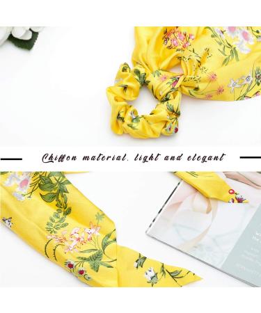 Boho Flower Ribbon Hair Scrunchies Headband Set for Women/Girls (Pack of 5) - Buy Online on SooperMarket.com
