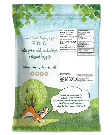 Organic Italian Pearled Farro 5 Pounds - Non-GMO, Kosher, Vegan Whole Grain. High Fiber & Protein. Sodium & Sugar Free - Bulk Pack - Buy Online on SooperMarket.com