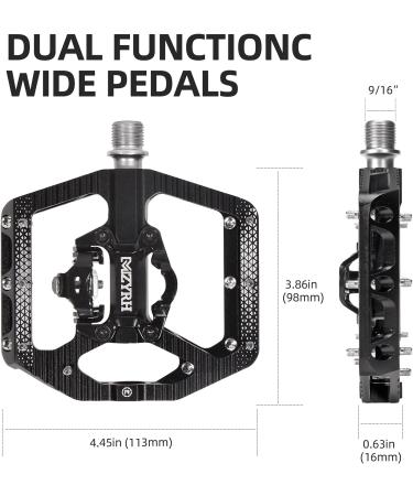 Black MZYRH MTB Mountain Bike Pedals with Cleats - Dual Function SPD Compatible, Sealed Clipless Aluminum, 3 Bearings - 9/16 Platform - Buy Online on SooperMarket.com