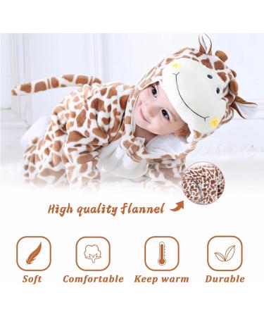 Doladola Unisex Baby Giraffe Romper | Flannel One Piece Pyjamas 6-12 Months - Buy Online on SooperMarket.com
