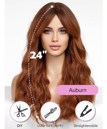 Wokestar Long Auburn Synthetic Hair Wig for Women with Curtain Fringe - Shop Now - Buy Online on SooperMarket.com
