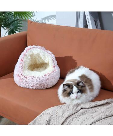 Plush Hooded Cat Bed with Blanket - Round Burrowing Cave Design for Small Dogs/Cats - Machine Washable, Slip Resistant - Ultra Soft Cushion - 24x24 inch Grey - Buy Online on SooperMarket.com