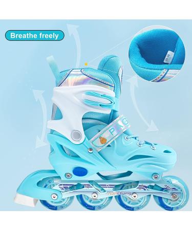 Adjustable Inline Skates for Boys Girls  Roller Single Flash Blades Skates for Kids Women Men Size Beginners Outdoor and Indoor Blue new Medium - Buy Online on SooperMarket.com