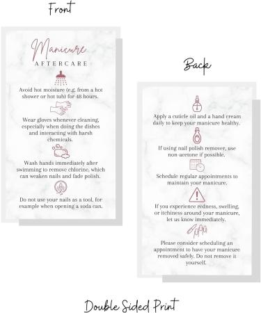 Manicure Aftercare Instruction Cards | 50pk | Business Card Size Nail Salon Handout for Nail Care after Manicure or Pedicure matches loyalty Marble and Mauve Design How to protect your manicure cards - Buy Online on SooperMarket.com