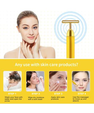 Shop Aubric 24k Gold Face Massager - T-Shape Electric Wand for Anti-Aging Skin Firming & Wrinkle Reduction | Global Shipping Available - Buy Online on SooperMarket.com