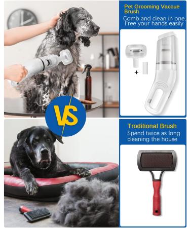 HOPET Pet Grooming Vacuum Kit - Wireless Dog Hair Remover & Cat Deshedding Brush with Powerful Suction - Buy Online on SooperMarket.com