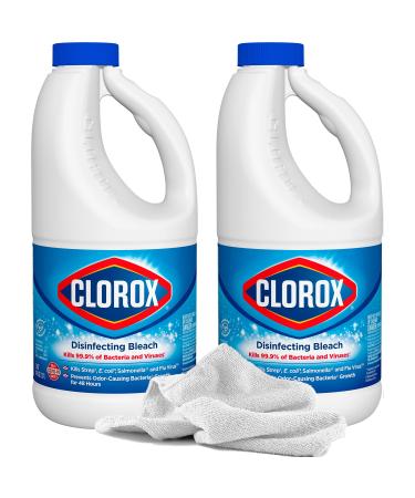 Towel + 2 Disinfecting Bleach Cleaners 43oz | Effective Bleach Cleaner Concentrate for Home - Bulk Refill for Laundry Linens Floors Bathroom Tile
