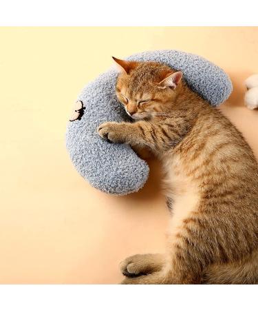 Fluffy Cat Pillow - Ultra Soft Half Donut Cuddler for Joint Relief and Calming Sleep in Haze Blue - Machine Washable - Buy Online on SooperMarket.com