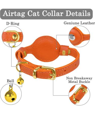 Buy Oopsdoggy Airtag Leather Cat Collar with Bells - Durable & Lightweight GPS Pet Collar for Cats & Small Dogs (Orange) - Buy Online on SooperMarket.com