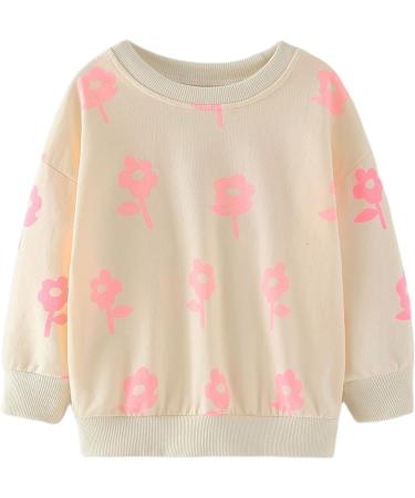 Girls Cotton Sweatshirt | Cute Flower Design | Long Sleeve Jumper for Kids 5-6 Years | Toddler Girl Casual Top - Buy Online on SooperMarket.com