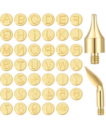 43 Pieces Wood Burning Tip Set Including Letter Number Symbol Wood Burning Tip Wood Burning Alphabet Tips Alphabet Number Template for DIY Embossing and Carving Crafts Wood Burning