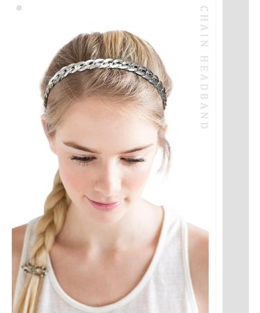 AWAYTR Chain Hairband for Women - Set of 3 Chained Reactions Headbands in Metal Resin (Gold, Silver, Amber) - Buy Online on SooperMarket.com
