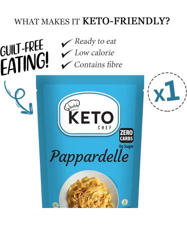 Keto Chef Pappardelle Pasta Instant Noodles - Konjac Vegan Zero Carb & Sugar Free Shirataki Pasta Kit (270g) - Vegan, Low Calorie, Fat Free, Ready to Eat | Pack of 1 - Buy Online on SooperMarket.com