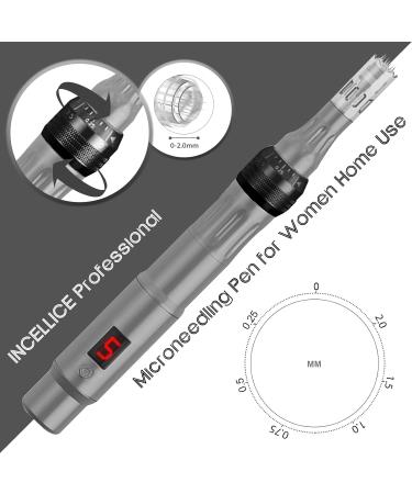 Derma Pen Hair Beard Growth INCELLICE Microneedling Pen 0.25-2.0mm Adjustable 5 Speeds Wireless Use Professional Electric Beauty Pen for Face Skin Care with 2 Replacement Cartridges and USB Charger Dermapen P40-Gery - Buy Online on SooperMarket.com