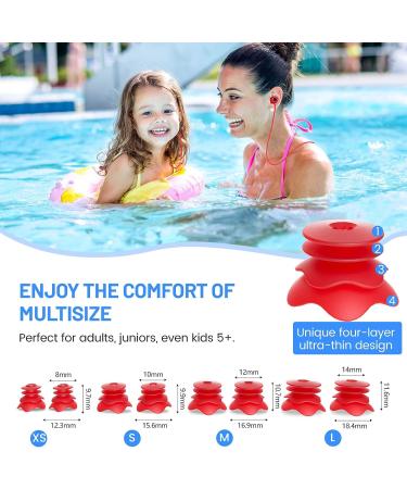 Swim Ear Plugs - Waterproof Silicone for Adults & Kids - 4 Sizes for Small Ear Canals - Buy Online on SooperMarket.com