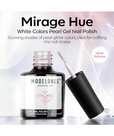 Modelones Pearl Gel Nail Polish 15ML Pearl White Gel Polish Shimmer Mermaid Iridescent Pearlescent Nail Polish Soak Off U V LED Spring Gel Polish Swirl Shell Thread Effect DIY Manicure Gifts - Buy Online on SooperMarket.com