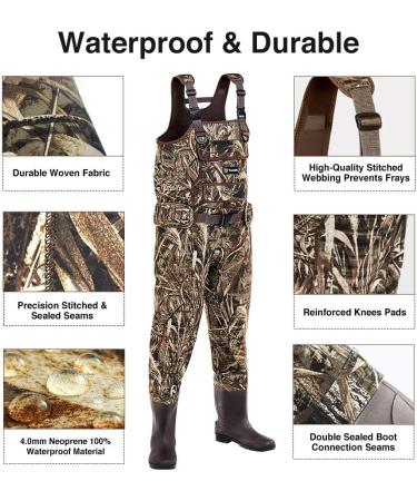 TIDEWE Men's Realtree MAX5 Camo Chest Waders with Boots Hanger - Waterproof Fishing & Hunting Waders - Buy Online on SooperMarket.com