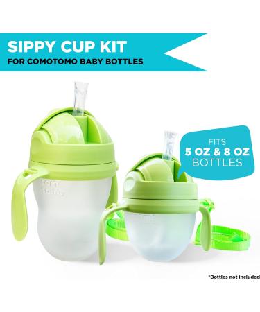 3-in-1 Weighted Straw Sippy Cup Conversion Kit for Comotomo Bottles | 2 Pack Green | Compatible with 5 & 8 oz Bottles | Versatile Extended Use | Comotomo Straw Cup Converter - Buy Online on SooperMarket.com