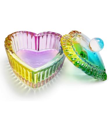 Sweet Heart Shape Acrylic Dappen Dish & Glass Cup | Acrylic Nail Art Kit with Cap Lid | Transparent Colored Glaze Bowl - Buy Online on SooperMarket.com