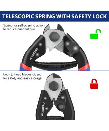 WORKPRO 190mm Wire Rope Cutter - Cr-V Steel Cable Cutter Tool for Stainless Steel Rope & Bicycle Brake Cable Repair - Buy Online on SooperMarket.com