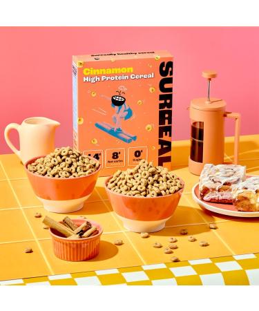 Surreal Cinnamon - High Protein Cereal 6 Pack - Low Sugar- Healthy Plant Based Cereal - High in Fibre - Low Carb - Gluten Free - Vegan - 13g of Protein 0g of Sugar - 240g per Box - Buy Online on SooperMarket.com