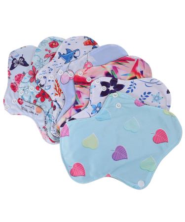 KALLORY 7pcs Womens Pads Womens Underpants Reusable Incontinence Pads for Women Pads for Women Cloth Panty Liners Washable Cloth Pad Fabric Storage Bag Printed Tarpaulin Women's