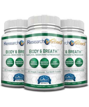Research Verified Body & Breath Natural Deodorant & Freshener - Bad Breath & Body Odor Supplement - 60 Count (6 Months Supply) - Buy Online on SooperMarket.com