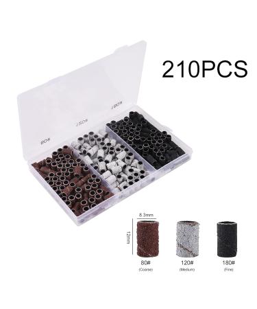 BNG Nail Cutter Sanding Sleeves 210 Pieces Sanding Caps Sanding Bands Nail Cutter Nail Set with Nail Drill Bits Pedicure Manicure Nail File for Acrylic Nails Cuticle Removal 80/120/180 GRIT - Buy Online on SooperMarket.com
