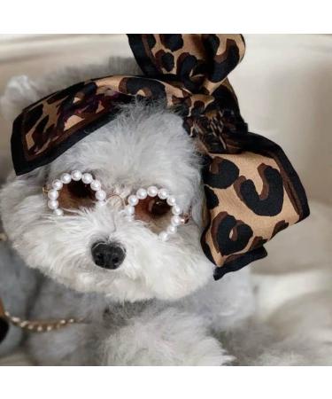 Tuelaly Cute Dog Sunglasses Pearl Dog Sunglasses Small Medium Breed Girl Holiday Party Dog Costume 8 cm