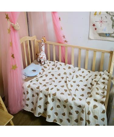 Yissone Baby Swaddle Blanket | Toddler Bear Print Cotton Yarn Stroller Blanket (90x130cm) - Buy Online on SooperMarket.com