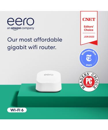 Amazon eero 6+ mesh Wi-Fi router | Fast and reliable gigabit speeds | connect 75+ devices | Coverage up to 1,500 sq. ft. | 2022 release 1 Pack