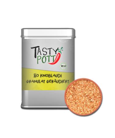 Tasty Pott Organic Garlic Granules - smoked - I Garlic Granulated I Beech Smoke I Spice I Seasoning I Smoke Flavor I Spice Jar 100g