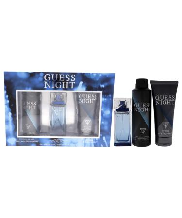 Guess Night for Men - 3 Pc Gift Set 3.4oz EDT Spray 6.0oz Deodorizing Body Spray 6.7oz Shower Gel