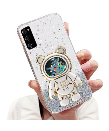 Tivenfezk Nadoli for Samsung Galaxy S20 Fe Treisand B r Astronaut Hidden Stand Shell caricature glitter astronaut stand Soft silicone bling cell phone case.