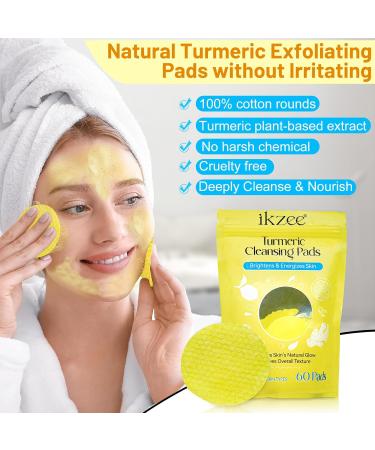 60 Turmeric Cleansing Pads for Face Exfoliating Scrubs with Vitamin C & B5 for Acne & Scars | International Shipping Available - Buy Online on SooperMarket.com