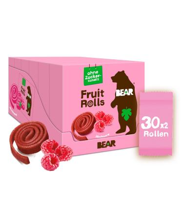 Bear Fruit Roll Raspberry |100% natural ingredientsWithout the addition of sugar |Healthy snack for children & adults |30 bags x 20g |600g