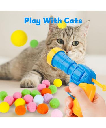 Heyu-Lotus Interactive Cat Toys 100 Pcs Cat Pom Pom Balls & 1 Cat Ball Toy Launcher Colorful Plush Toy Balls for Funny Cat Toys for Indoor Training Playing Pet Supplies - Buy Online on SooperMarket.com